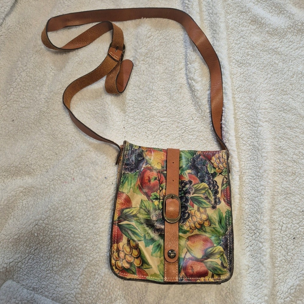 Patricia Nash Tan Leather Crossbody Bag Italian Leather Zip Top Handbag Brown